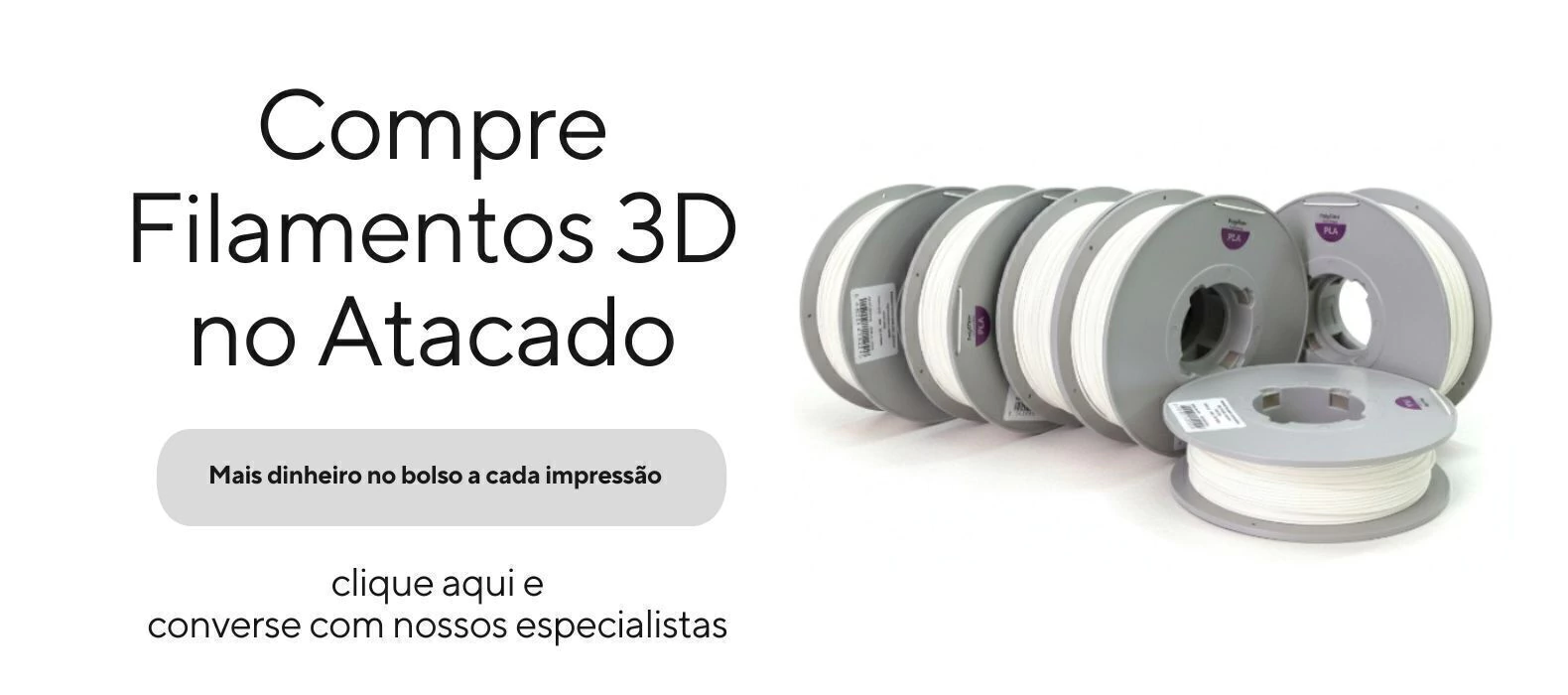 Bobinas de filamento 3D PolyFlow organizadas lado a lado